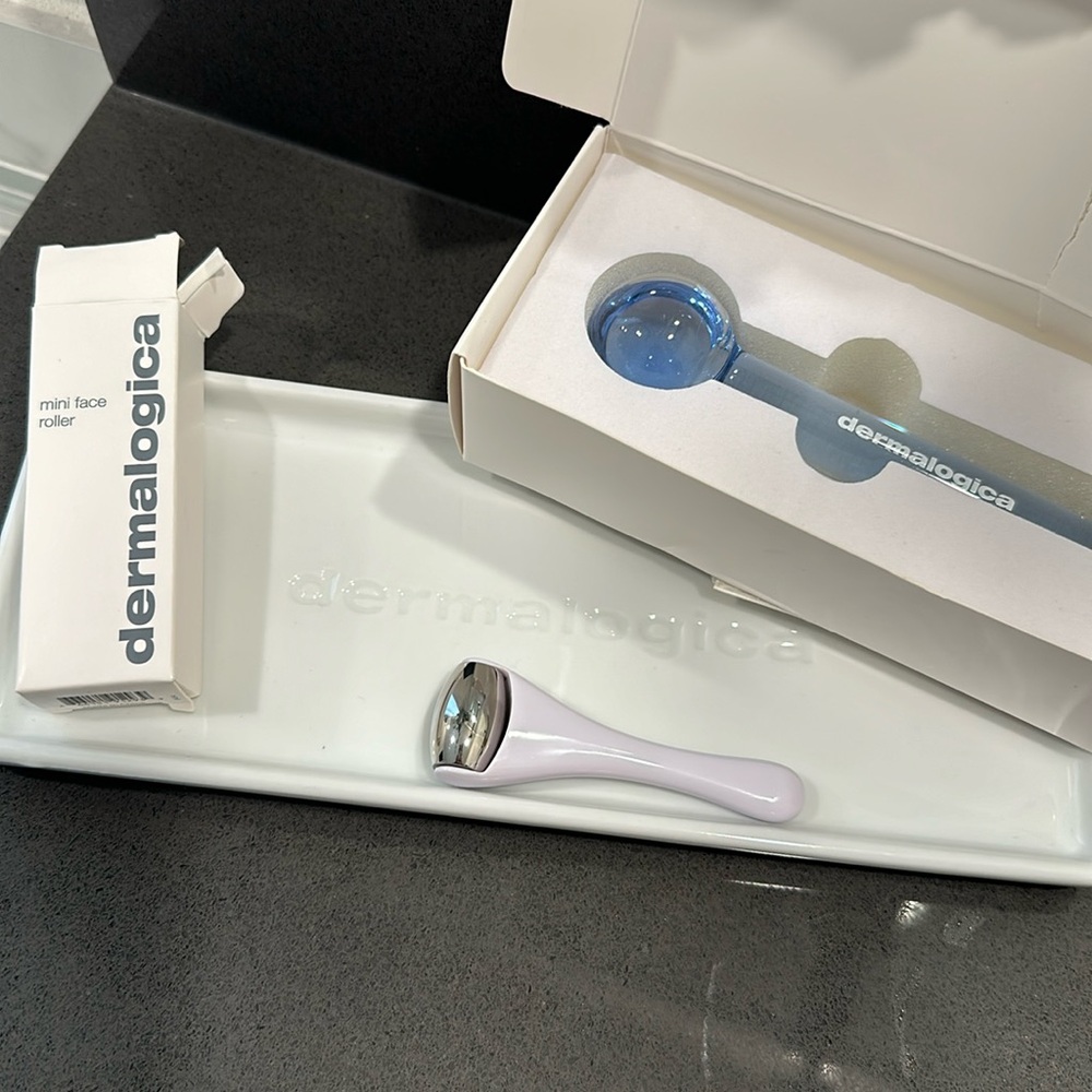Dermalogica Branded Ice Globe, mini face roller and ceramic tray